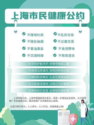 上海市民健康公约宣传海报