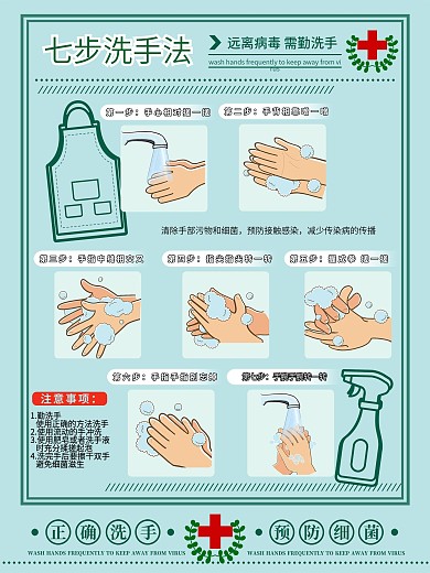 原创公益海报疫情病毒洗手法细菌医院卫生