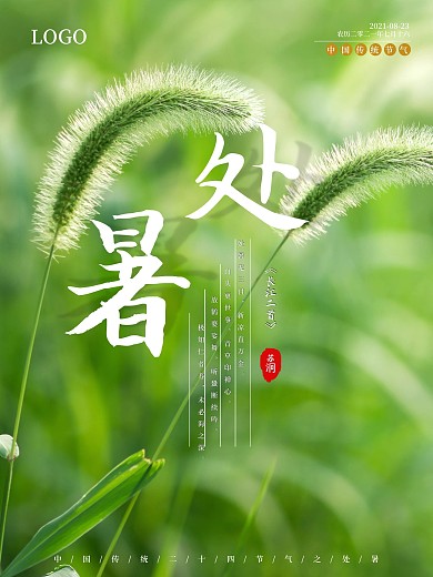 2020年中国传统二十四节气处暑简洁海报