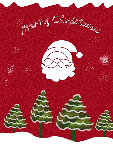 红色可爱的圣诞节日圣诞树雪花