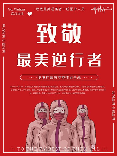 致敬一线医护人员治疗新型冠状病毒展板海报