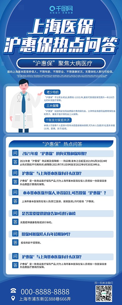 上海医保沪惠保热点问答宣传易拉宝