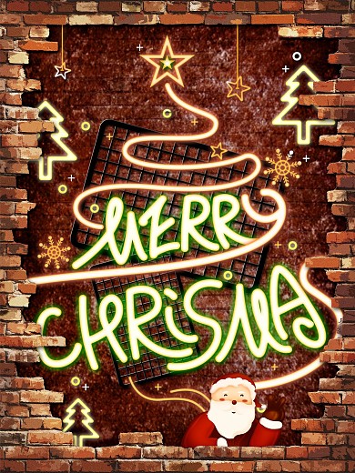 霓虹灯荧光圣诞节节日海报