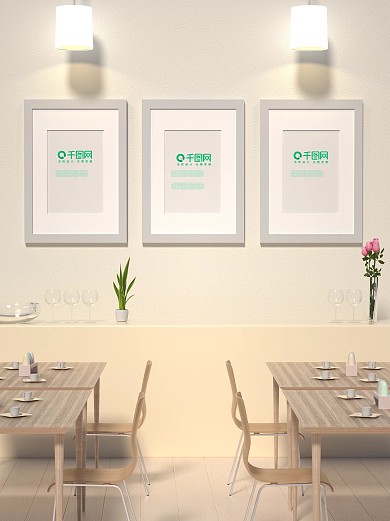 原创c4d场景餐厅场景海报样机