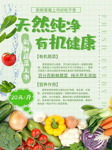 天然纯净有机健康美食海报