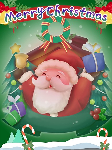 卡通圣诞节留白海报