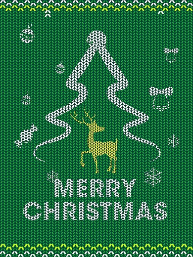 圣诞快乐针织风格海报圣诞节