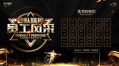 创意黑金大气企业员工风采展板