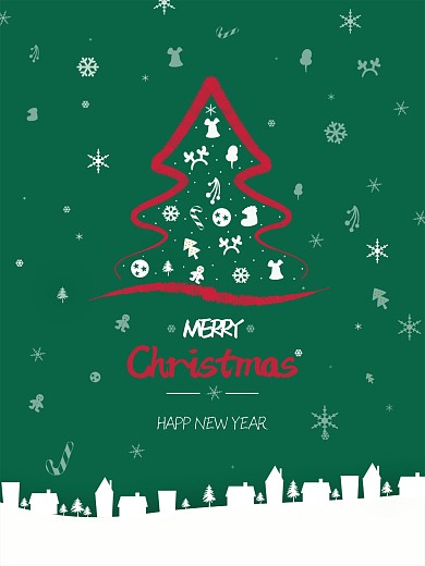 节日日历海报圣诞元素红色圣诞树