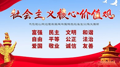 社会核心价值观蓝色海报 党建海报