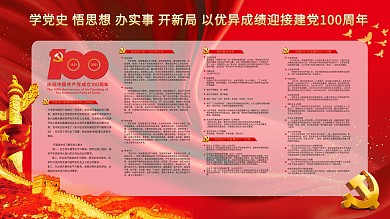 建党100周年学党史学史明理红色海报
