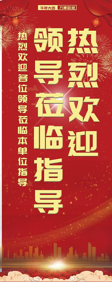 热烈欢迎领导易拉宝展架