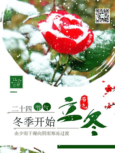清新立冬二十四节气雪景宣传海报