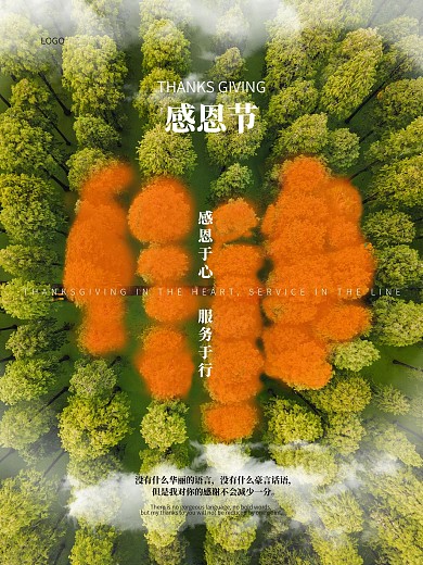 创意摄影图感恩节答谢客户海报