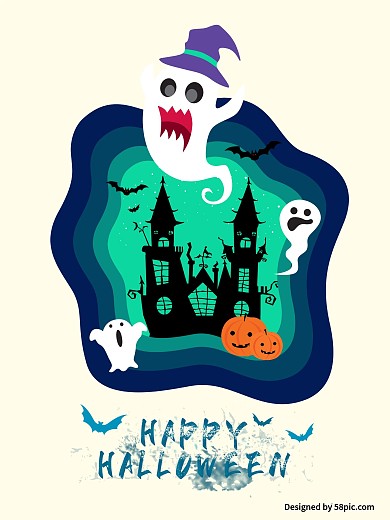 原创万圣节幽灵手绘海报