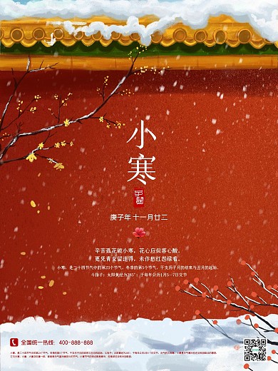 小寒海报二十四节气创意节日冬季雪花天气