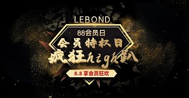 简约高端大气黑金色88会员日电商海报模板