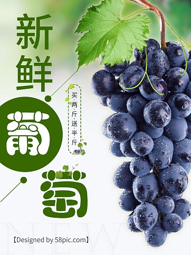 清新葡萄宣传海报