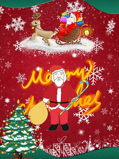 原创红色圣诞欢快背景圣诞节圣诞快乐