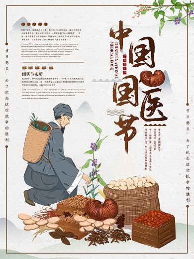 中国风中国国医节宣传海报
