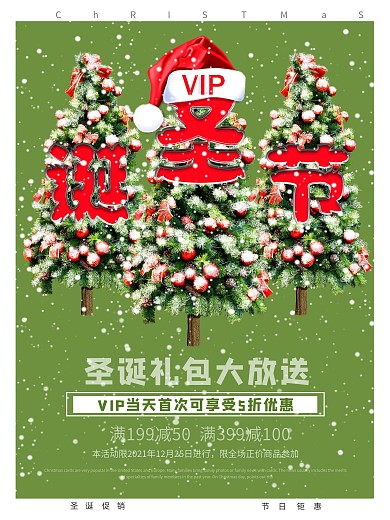 创意圣诞节会员促销海报