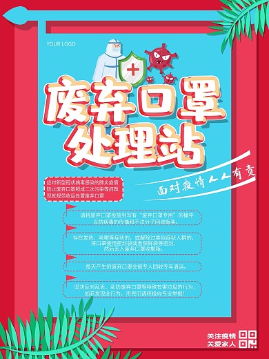 原创疫情防控口罩处理医疗宣传海报