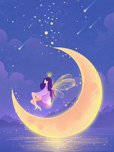 原创中秋暗蓝色插画型背景