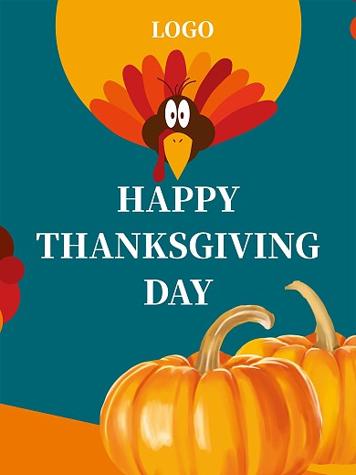 感恩节儿童卡通海报