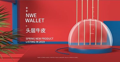 钱包红色立体bannerC4D海报模板