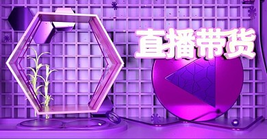 直播带货现场海报banner紫色炫酷pc