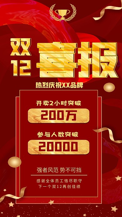 双12喜报电商喜报双11海报战报