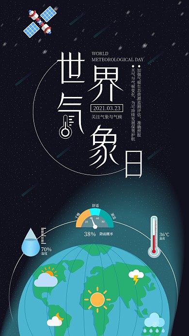 世界气象日社交媒体用图地球卫星气象监测