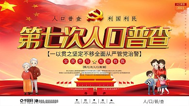 党建风第七次人口普查政策解析上下展板