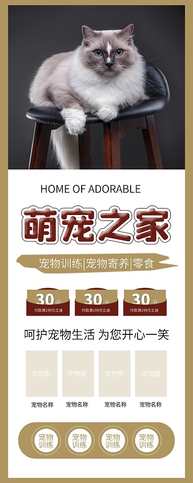 猫咪宠物馆狗狗蓝猫宠物店宣传X展架易拉宝