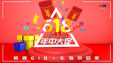 618年中大促红色促销海报设计