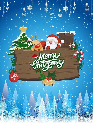 蓝色冬季圣诞节海报