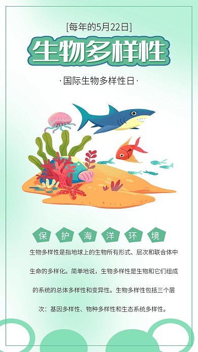 国际生物多样性日海底生物保护海洋生物环境