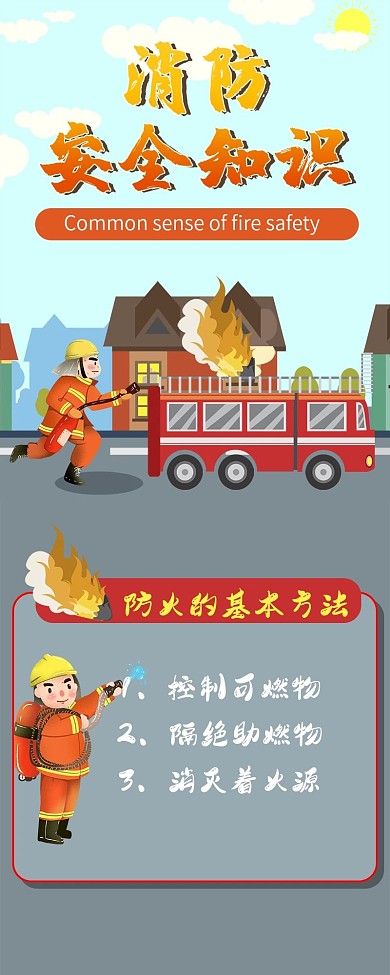 扁平风消防安全知识微信手机公众号信息用图