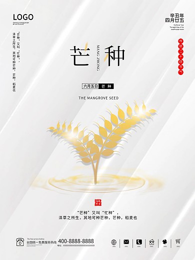 芒种海报二十四节气创意节日传统小麦春季