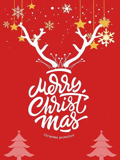 圣诞节节日海报雪花鹿角