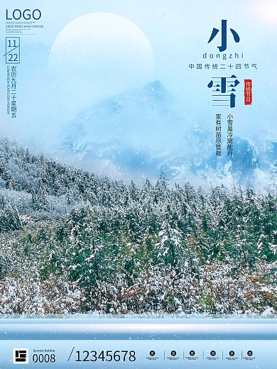 原创简约风二十四节气小雪海报