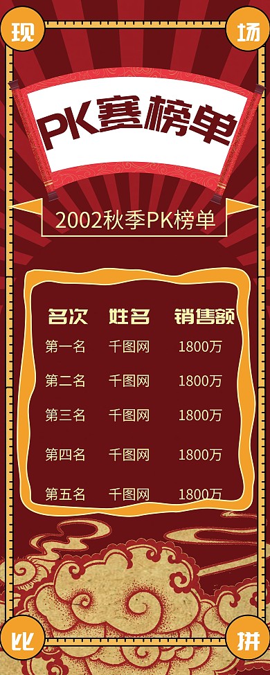 销售业绩PK榜展架易拉宝