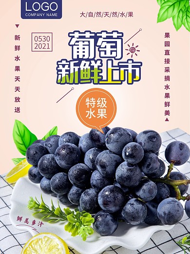葡萄新鲜上市新鲜水果促销广告水果店商业
