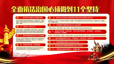 依法治国11个坚持党建内容宣传展板