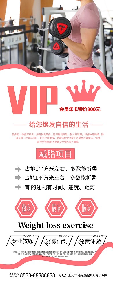 简约运动减脂健身展架易拉宝