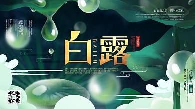 原创简约风插画二十四节气白露介绍展板