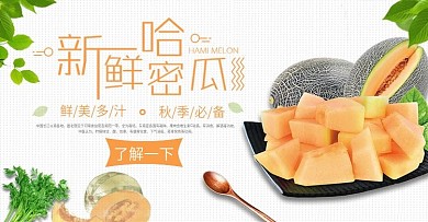 简约哈密瓜水果轮播海报banner