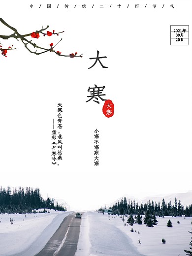 中国传统二十四节气之大寒海报简约大气