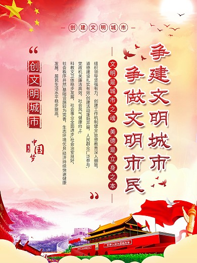 党建风创建文明城市系列海报