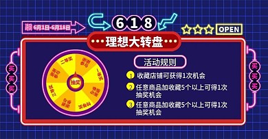 原创618年中大促抽奖转盘酷炫海报